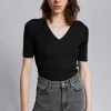 Sale Ribbet T-Shirt Kvinder Toppe