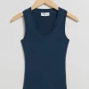 Cheap Ribbet Vest Top Kvinder Toppe