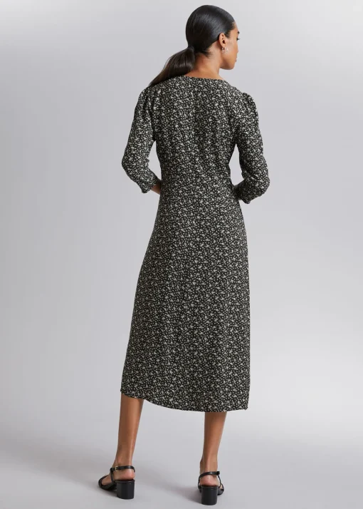 Fashion Rynket Frontkjole Kvinder Kjoler