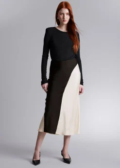 Best Satin Midi Nederdel Kvinder Nederdele