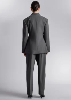 New Skraeddersyet Blazer Med Bred Skulder Kvinder Sæt Og Dragter