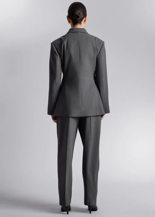 New Skraeddersyet Blazer Med Bred Skulder Kvinder Sæt Og Dragter