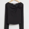 Clearance Slim-Fit Hook Detail Top Kvinder Toppe