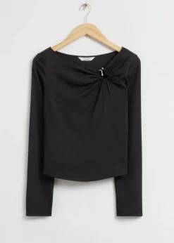 Clearance Slim-Fit Hook Detail Top Kvinder Toppe