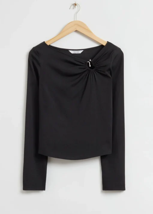 Clearance Slim-Fit Hook Detail Top Kvinder Toppe