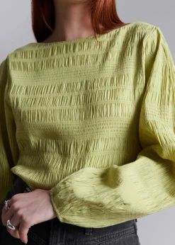 Cheap Smocket Bluse Kvinder Bluser Og Skjorter