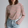 Shop Stribet Jersey Top Kvinder Toppe
