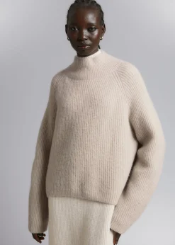 Sale Strikket Mock Neck Jumper Kvinder Strik