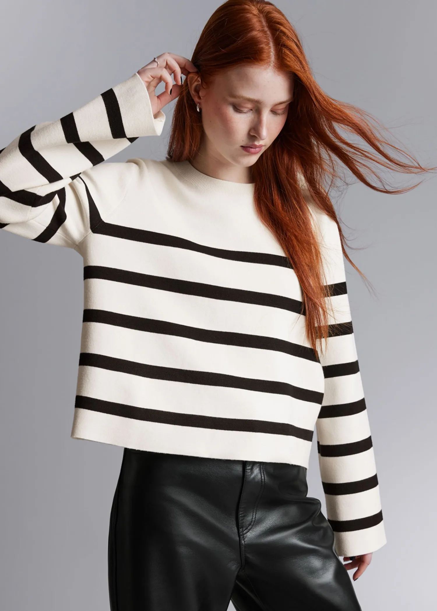 Clearance Strikket Sweater Med Brede Aermer Kvinder Strik