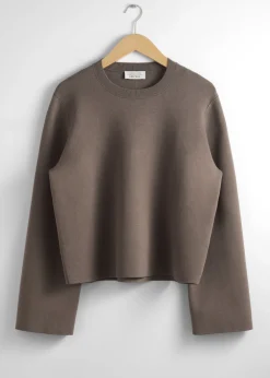 Discount Strikket Sweater Med Brede Aermer Kvinder Strik