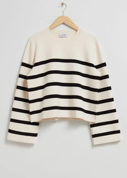 Clearance Strikket Sweater Med Brede Aermer Kvinder Strik