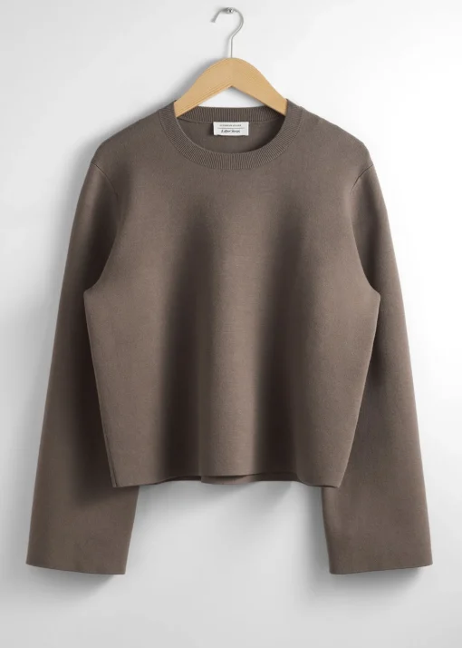 Discount Strikket Sweater Med Brede Aermer Kvinder Strik