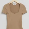 Sale Strikket Sweetheart Neck Top Kvinder Toppe