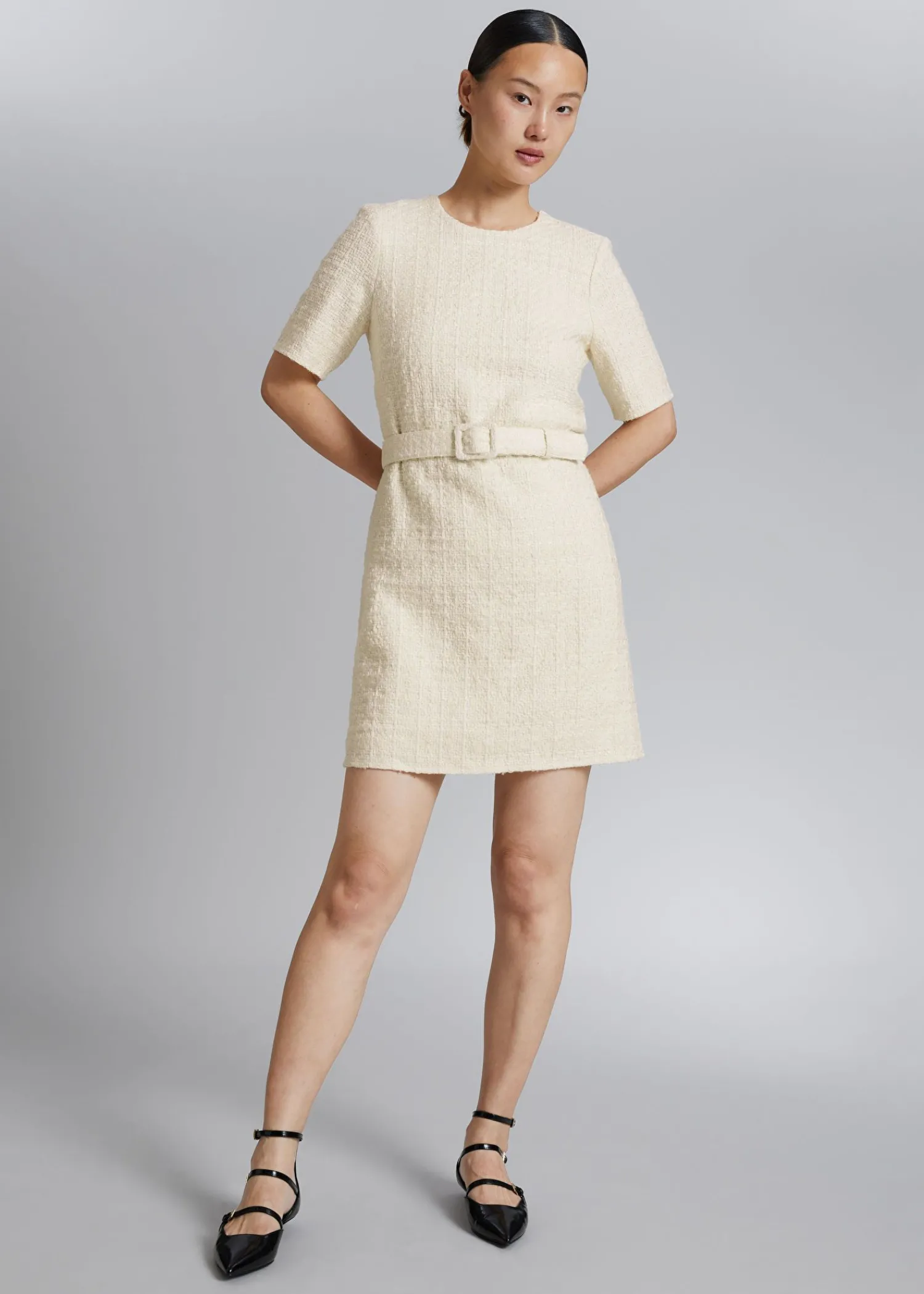 Shop Tweed Minikjole Med Baelte Kvinder Kjoler
