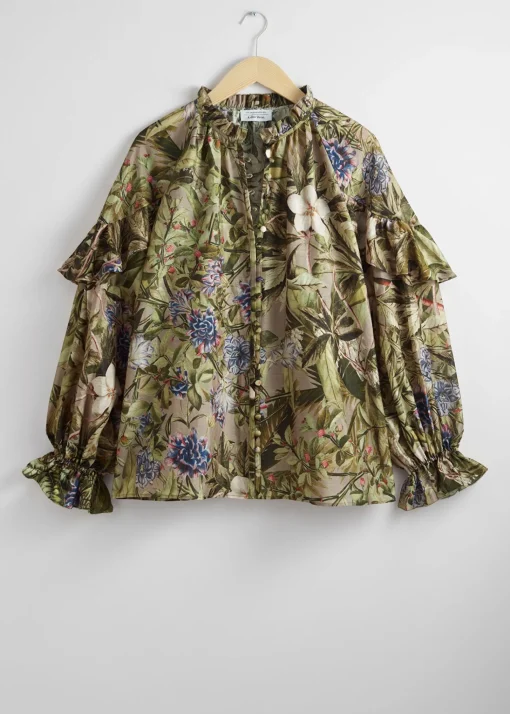 Hot Voluminos Bluse Med Flaeser Kvinder Bluser Og Skjorter