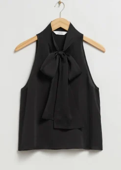 New Aermelos Lavalliere-Hals Slojfetop Kvinder Toppe