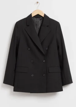Online Afslappet Dobbeltradet Uldblazer Kvinder Blazere