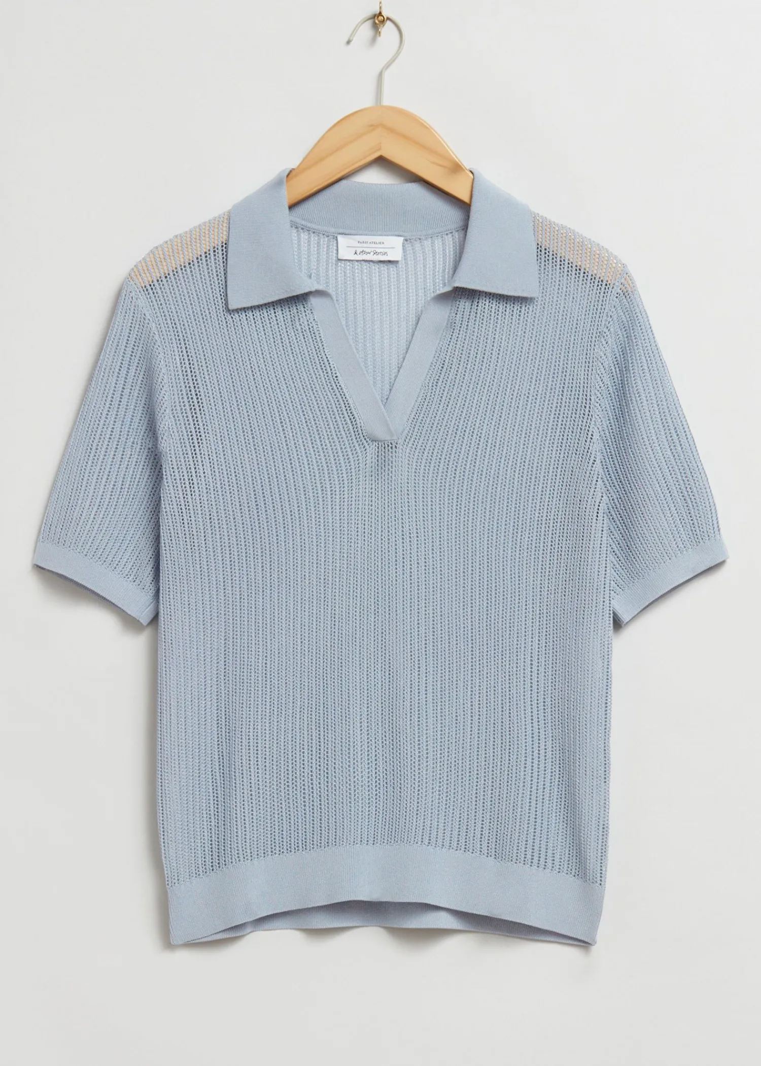 Outlet Afslappet Pointelle Strikket Poloshirt Kvinder Toppe