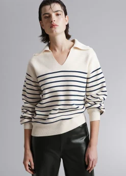 Fashion Afslappet Troje Med Krave Kvinder Strik