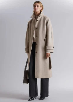 New Afslappet Uldfrakke Med Baelte Kvinder Frakker & Jakker