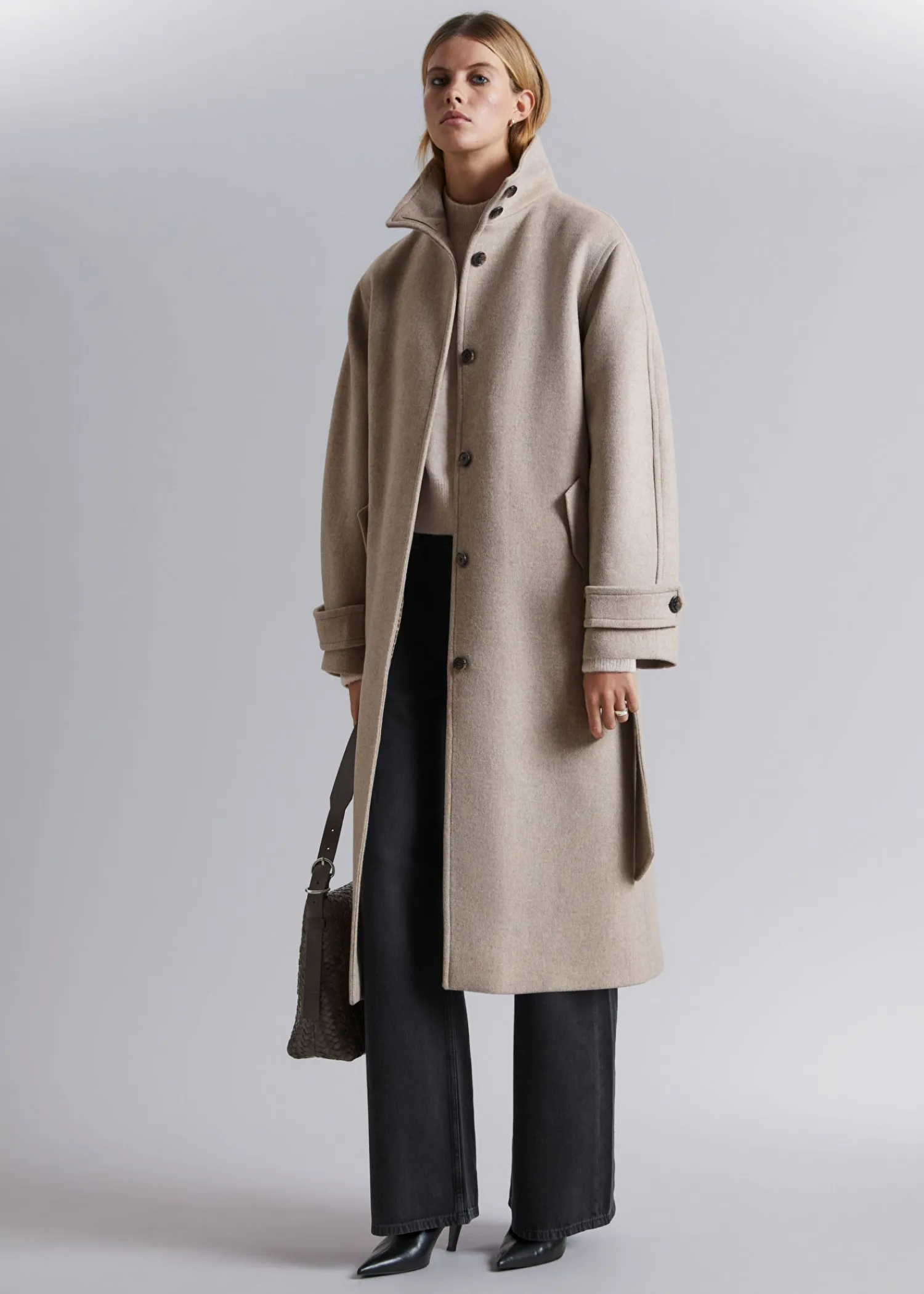 New Afslappet Uldfrakke Med Baelte Kvinder Frakker & Jakker