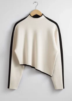 Online Asymmetrisk Tofarvet Top Kvinder Strik