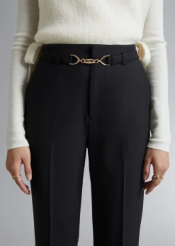 New Baeltede Hojtaljede Cropped Bukser Kvinder Bukser