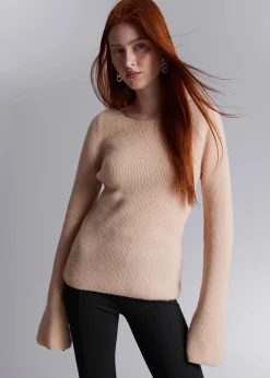 Best Bell Sleeve Cashmere Jumper Kvinder Strik