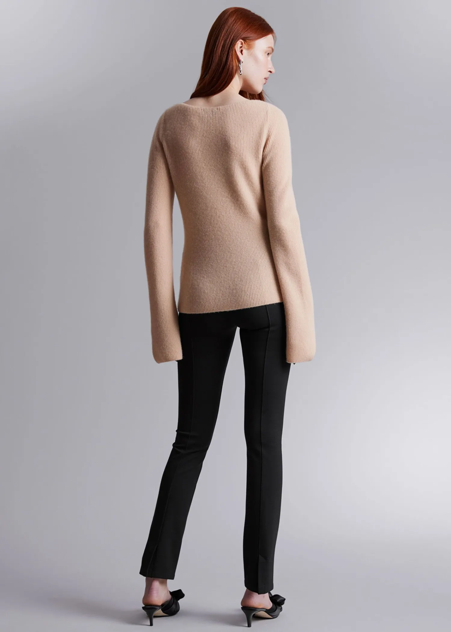 Best Bell Sleeve Cashmere Jumper Kvinder Strik