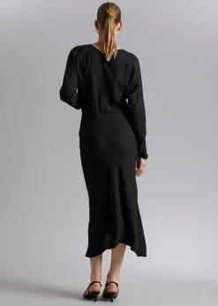 Best Sale Bias-Cut Midi-Kjole Kvinder Kjoler