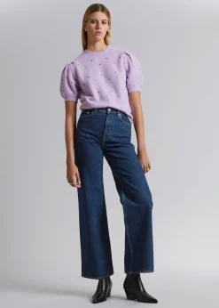 Best Sale Blomster-Udsmykket Strik Top Kvinder Strik