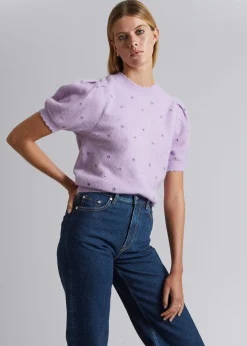 Best Sale Blomster-Udsmykket Strik Top Kvinder Strik