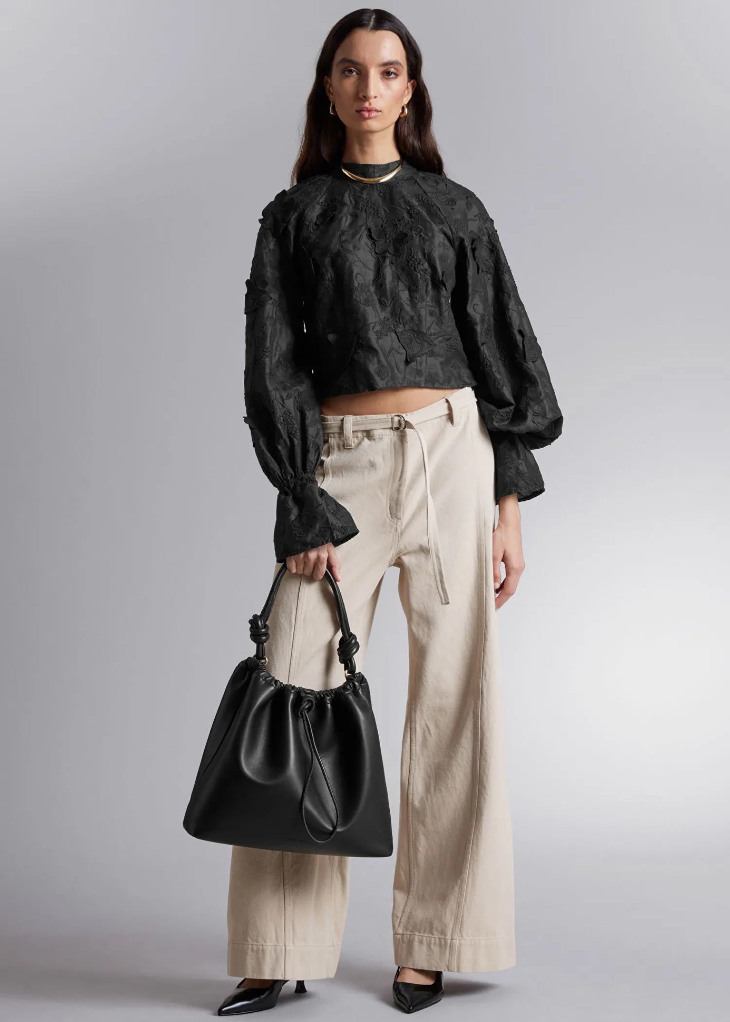 Best Bluse Med Beskaret Blomsterapplique Kvinder Bluser Og Skjorter