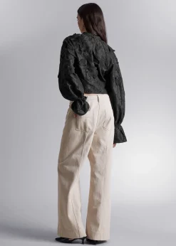 Best Bluse Med Beskaret Blomsterapplique Kvinder Bluser Og Skjorter