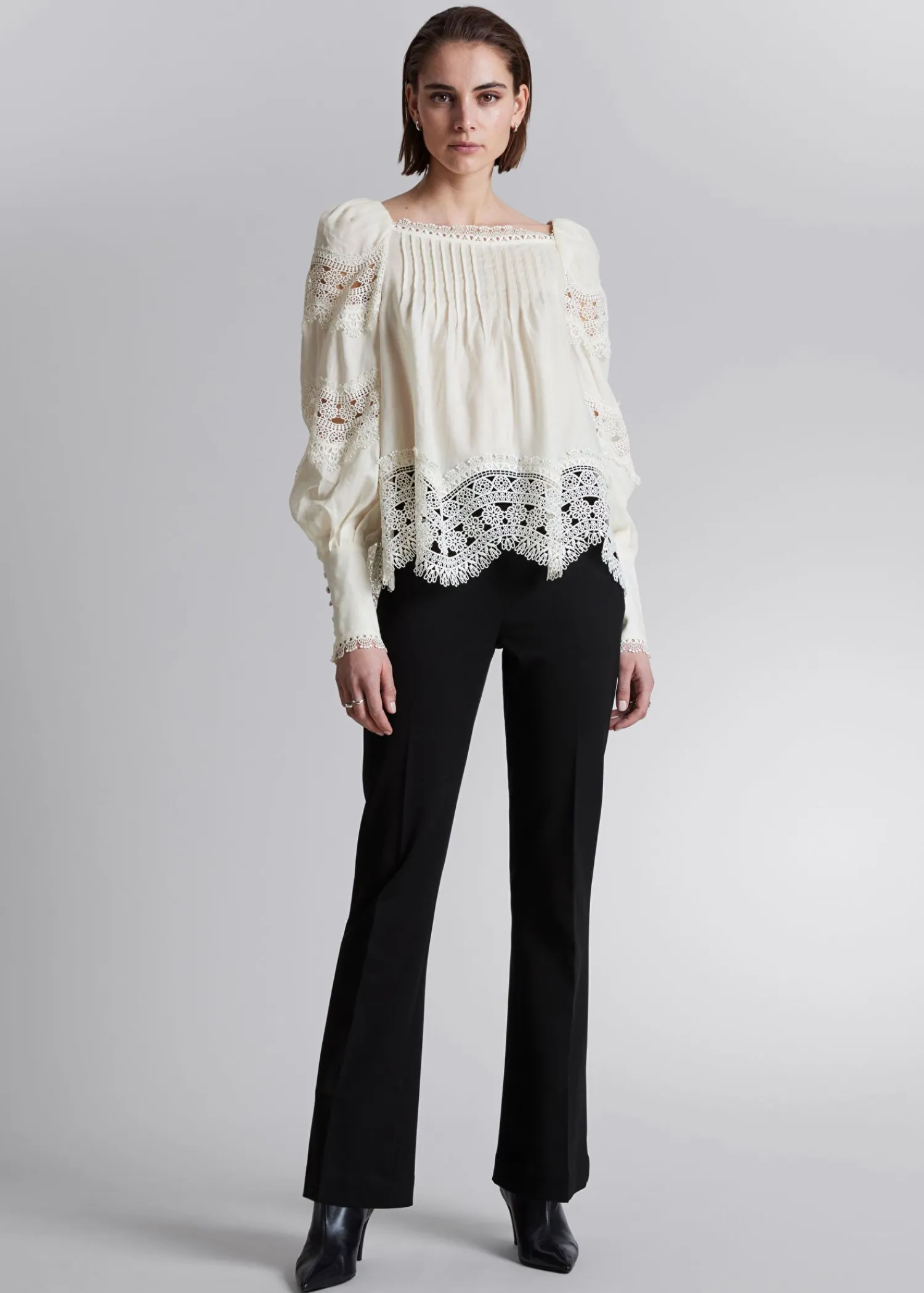 Cheap Bluse Med Blonder Kvinder Bluser Og Skjorter