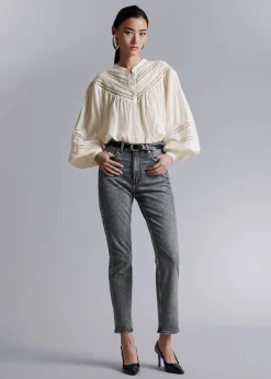 Clearance Bluse Med Blonder Kvinder Bluser Og Skjorter