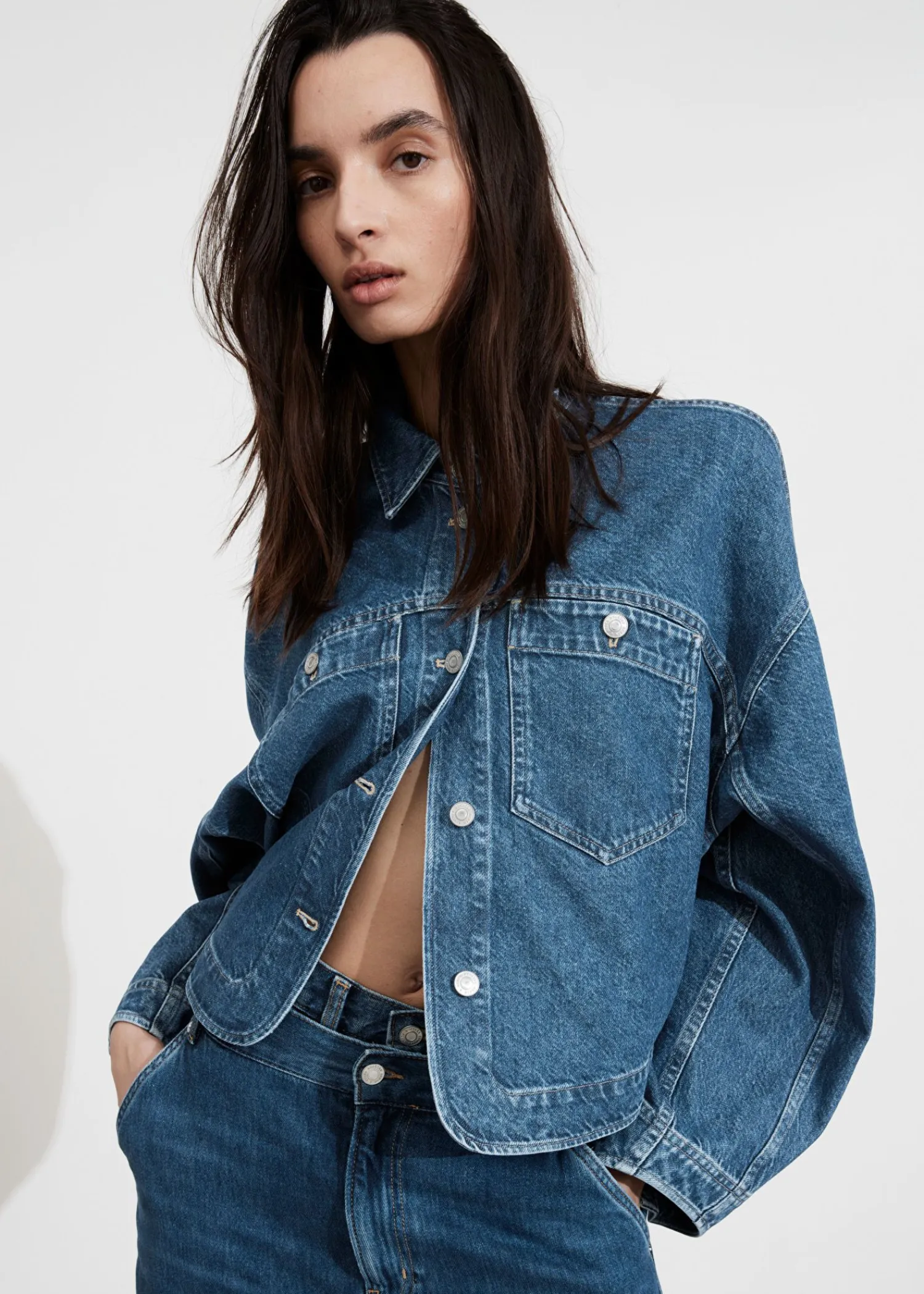Outlet Boxy Denimjakke Kvinder Denim