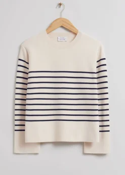 Discount Boxy Nautisk Stribet Sweater Kvinder Strik