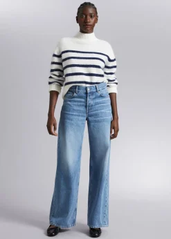 New Brede Jeans Med Lav Talje Kvinder Jeans