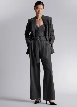 Hot Brede Paperbag-Taljebukser Kvinder Sæt Og Dragter