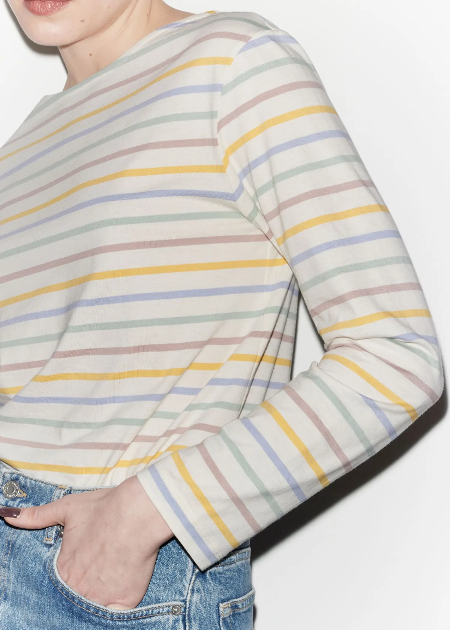 Hot Breton Stribet Top Kvinder Denim