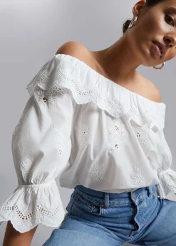 Outlet Broderet Bluse Kvinder Bluser Og Skjorter