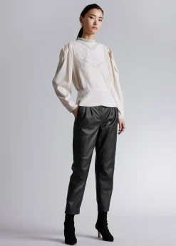 Online Broderet Bluse Med Puf-Aermer Kvinder Bluser Og Skjorter