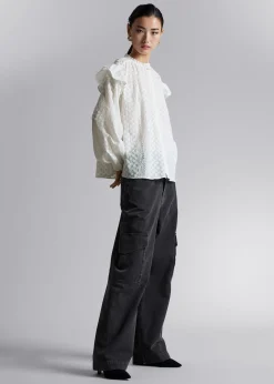 Hot Broderibluse Med Flaeser Og Blomster Kvinder Bluser Og Skjorter