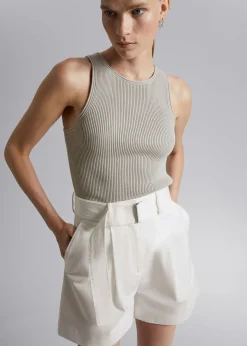 Flash Sale Chino-Shorts I Bomuld Med Baelte Kvinder Bukser