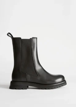 Cheap Chunky Chelsea-Støvler I Laeder Kvinder Støvler