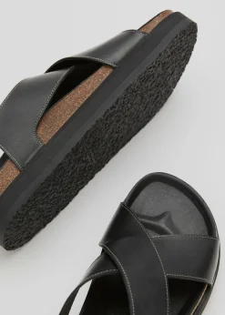 Online Criss-Cross Laedersandaler Kvinder Flade Sandaler