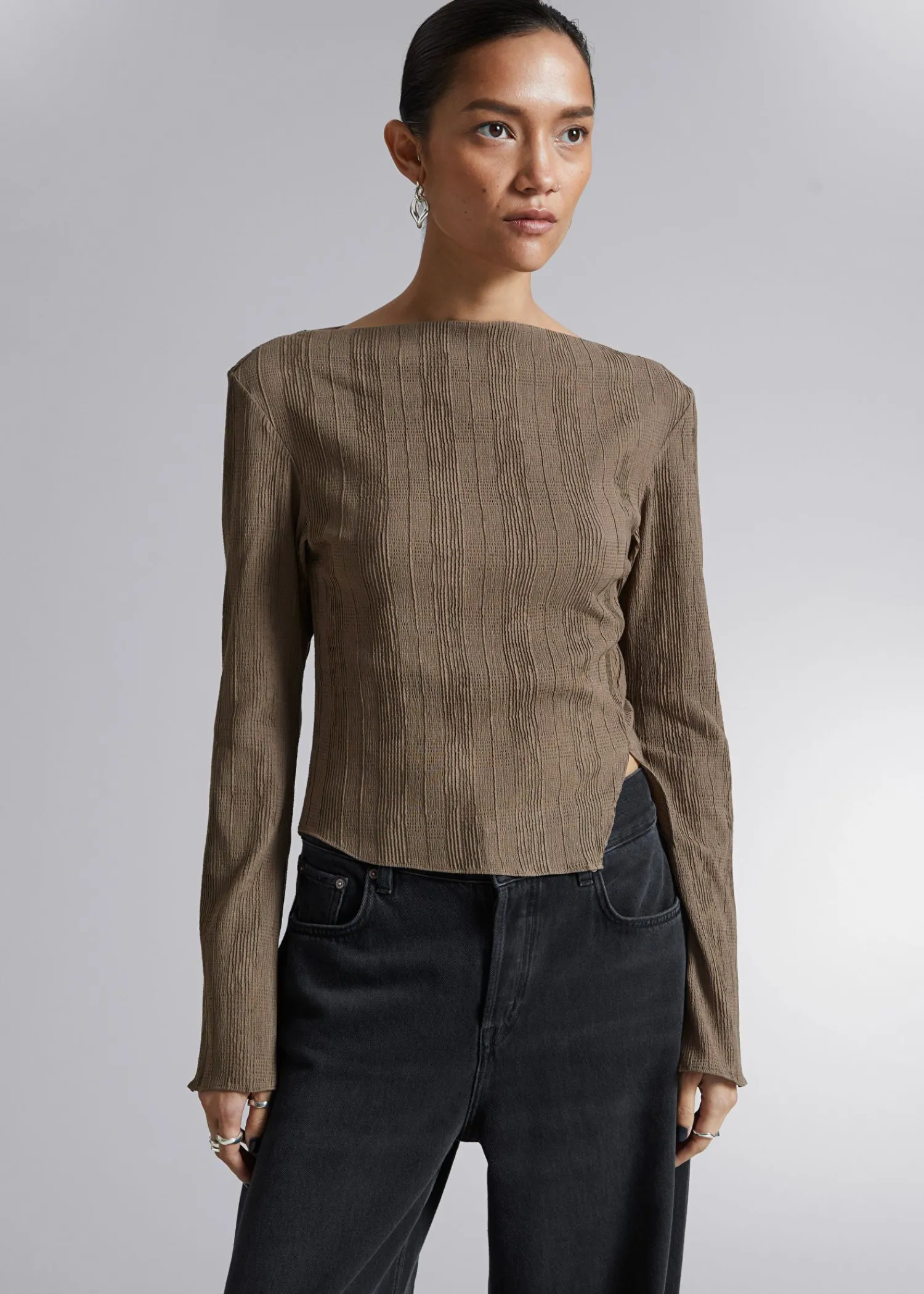 Online Cropped Asymmetrisk Frilled Top Kvinder Toppe