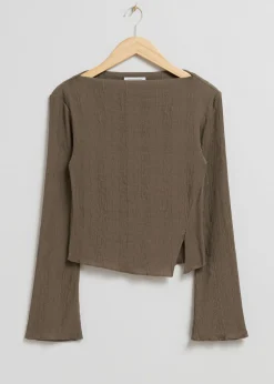 Online Cropped Asymmetrisk Frilled Top Kvinder Toppe