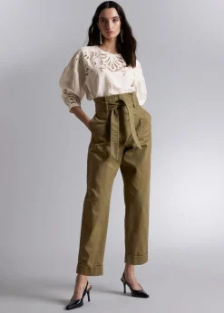 Best Cropped Paperbag Bukser Kvinder Bukser